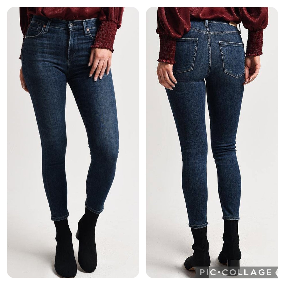 Citizens of Humanity Rocket Crop High Rise Skinny Jeans Dark Wash Blue Size 28